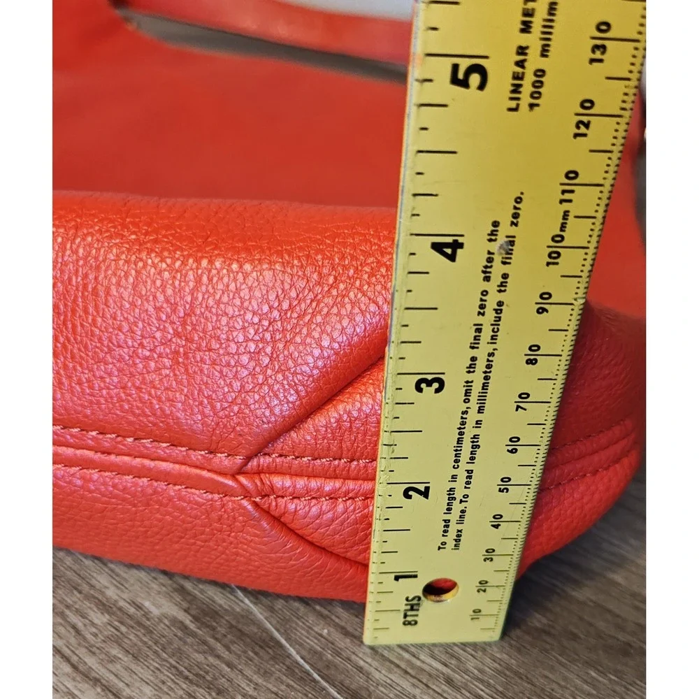 Michael Kors Hobo Crossbody Bag Womens Large Orange Pebbled Leather Tassel Gold